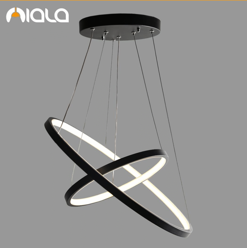 لوستر دایره دو حلقه مشکی